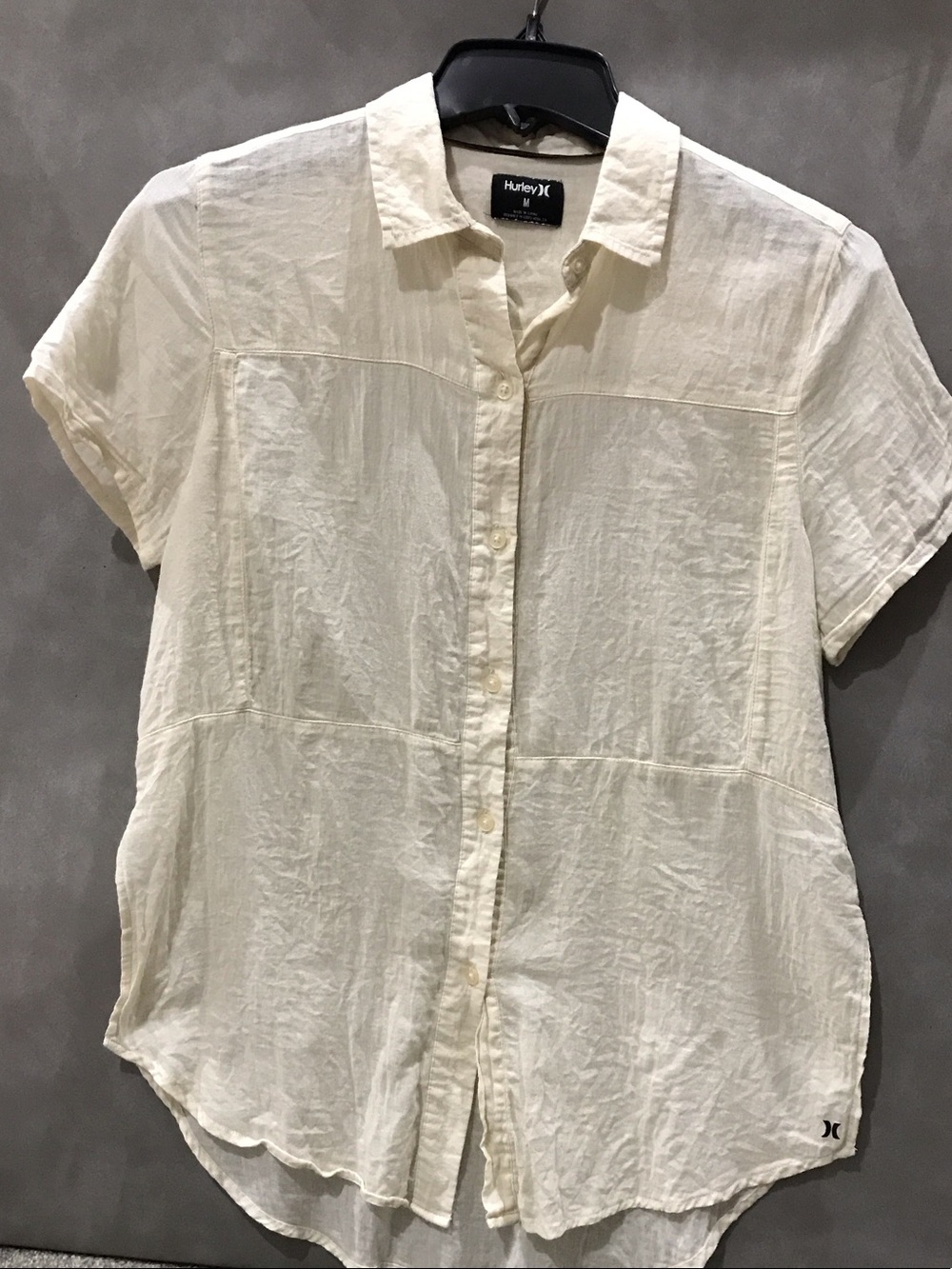 Hurley Cream Short Sleeve Button-Front Shirt